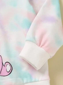 SHEIN 女小童紮染卡通圖案運動衫 - 粉色 - 查看 3