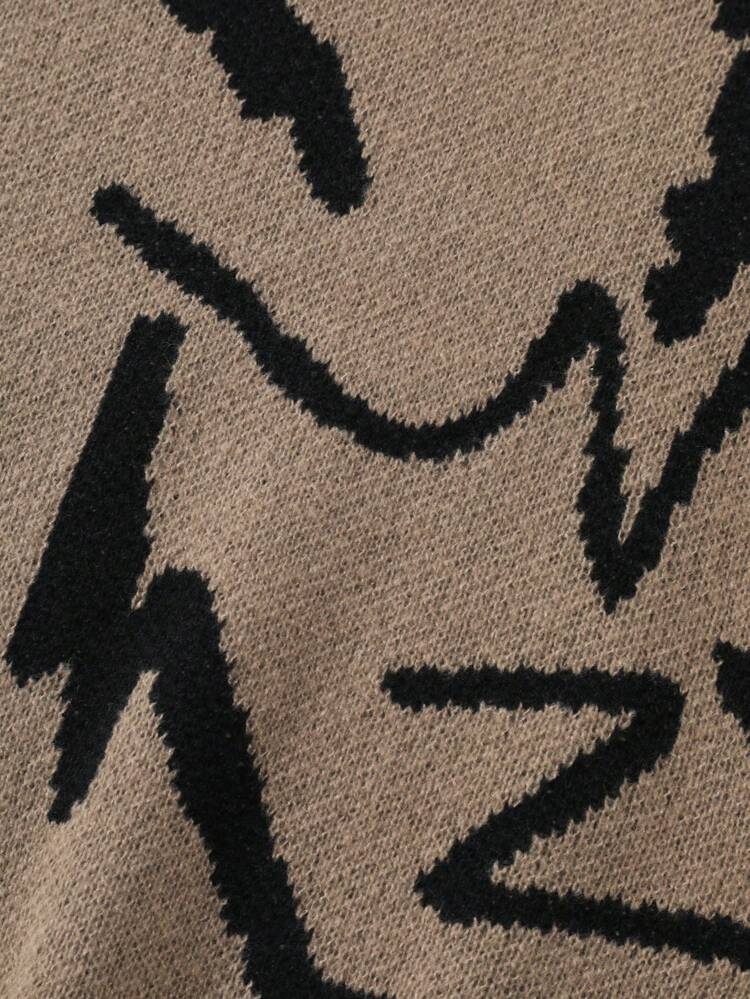 Men Graphic Pattern Drop Shoulder Sweater, Men Sweaters, Men Knitwear, Men Knit Sweater, Men Jumper, Men Pullover