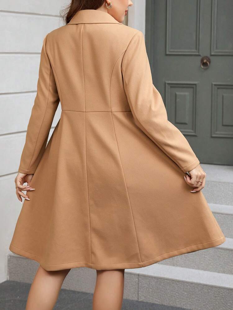 Plus Lapel Neck Double Button Overcoat
