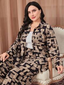 Mulvari Hơn In Địa lý Áo sơ mi & Quần ống rộng - màu đen - Xem 5