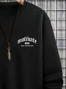 RueChic Men Letter Graphic Sweatshirt - Black - View 3