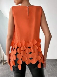 SHEIN Essnce 素色不對稱下擺背心上衣 - 橘色 - 查看 2