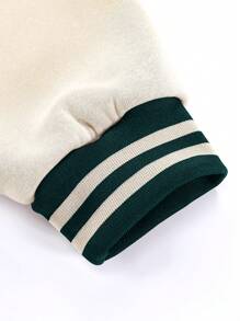 Manfinity Campus Court Oversized Men's Letter Graphic Striped Trim Drop Shoulder Varsity Jacket - Multicolor - View 4