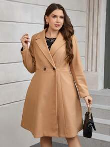 SHEIN Clasi Große Größe Mantel mit Revers, doppelten Knopfleisten,