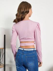 RueChic Tween Girl Solid Crisscross Cut Out Hem Tee - Lilac Purple - View 2