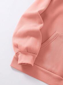 INAWLY Đồ họa Chữ Và Gấu Dây rút Lót nhiệt Áo Hoodie & Quần thể thao - Màu Hồng  San hô - Xem 4