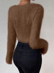 Allurite Chất rắn Cổ v Mùa vụ 	
Fuzzy Áo len - Cà phê nâu - Xem 2