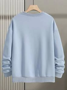 Manfinity Homme Men Headphone Print Drop Shoulder Sweatshirt - Baby Blue - View 2