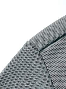 Manfinity Homme Men Contrast Trim Polo Shirt, Men Long Sleeve Polo Shirt, Men Grey Polo Shirt, Men Golf Shirt - Grey - View 4