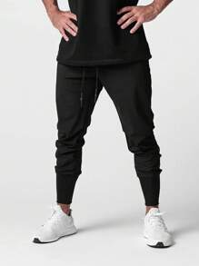 Gym Rark Men Drawstring Waist Sports Pants Sweat Pants - Black - View 1