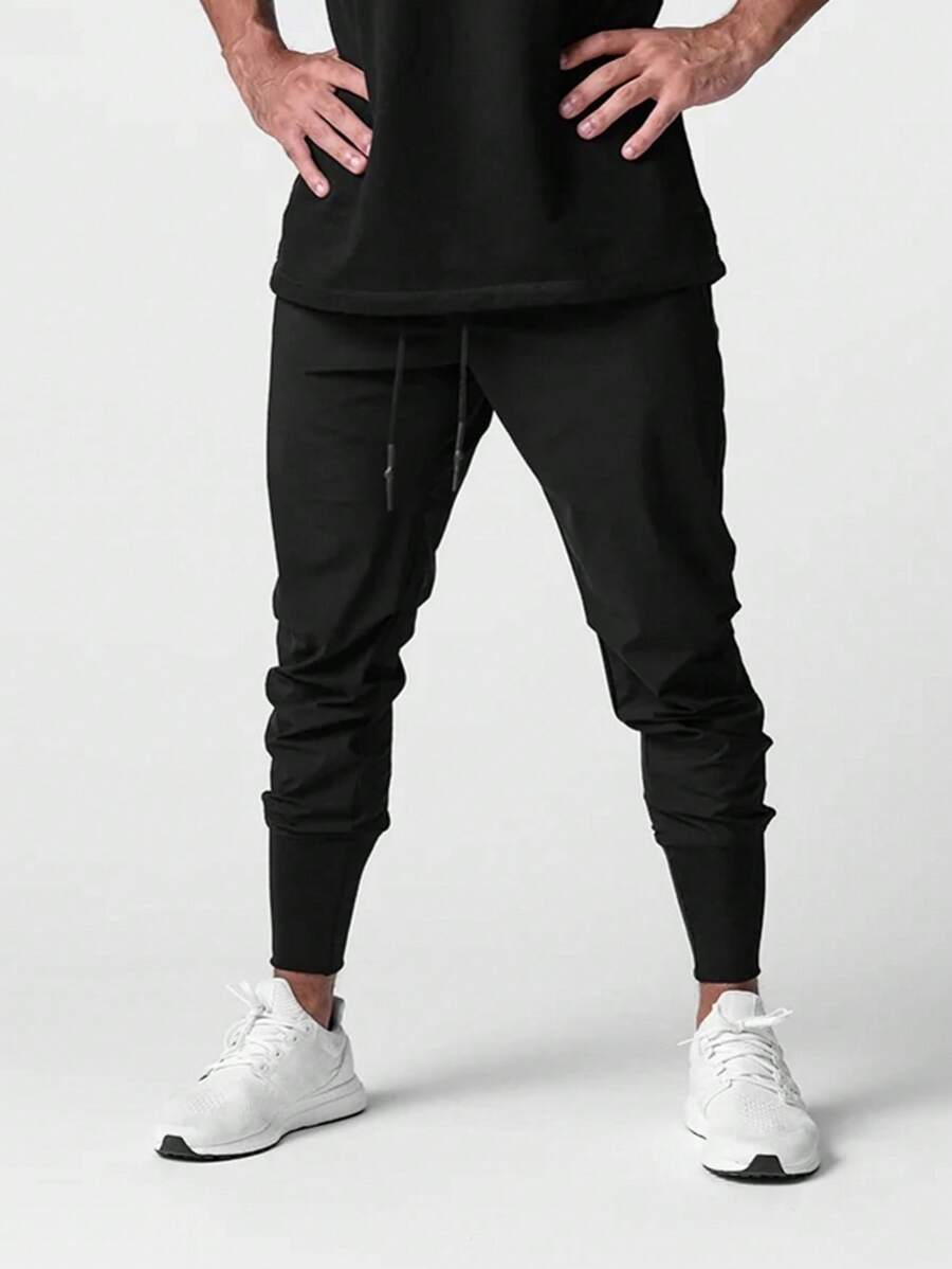 Gym Rark Men Drawstring Waist Sports Pants Sweat Pants - Black - View 1