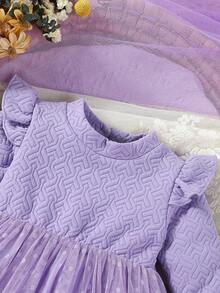 Đứa bé gái Viền Ruffle Váy lưới che phủ - Nhiều màu - Xem 6