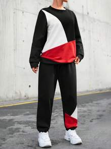 RueChic Colorblock Sweatshirt & Sweatpants - Multicolor - View 4