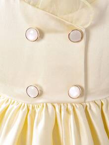 SHEIN 女小童泡泡袖雙排釦洋裝