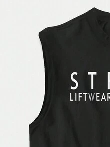 Manfinity Homme Men Slogan Graphic Tank Top - Black - View 4