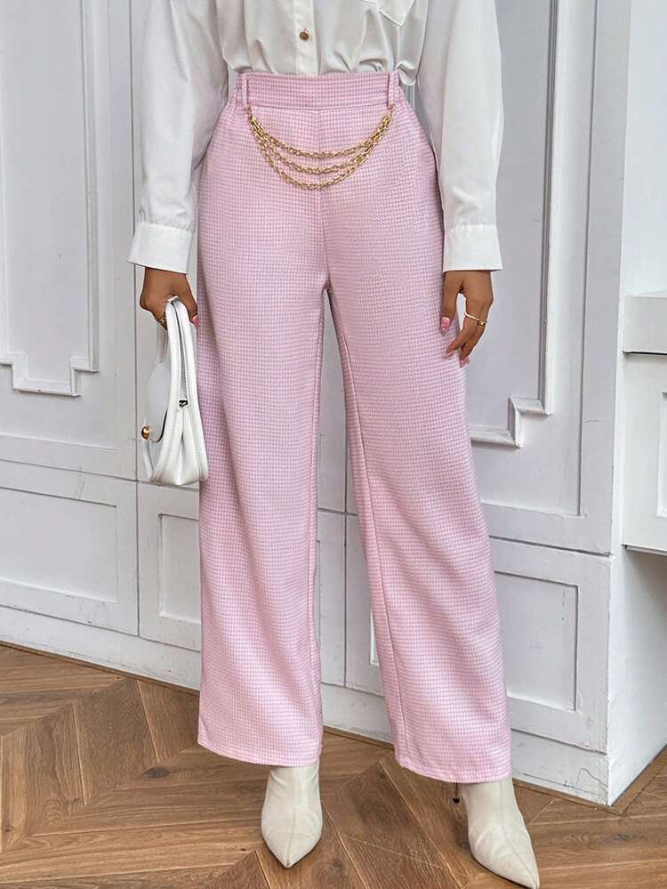 Chain Detail Straight Leg Pants