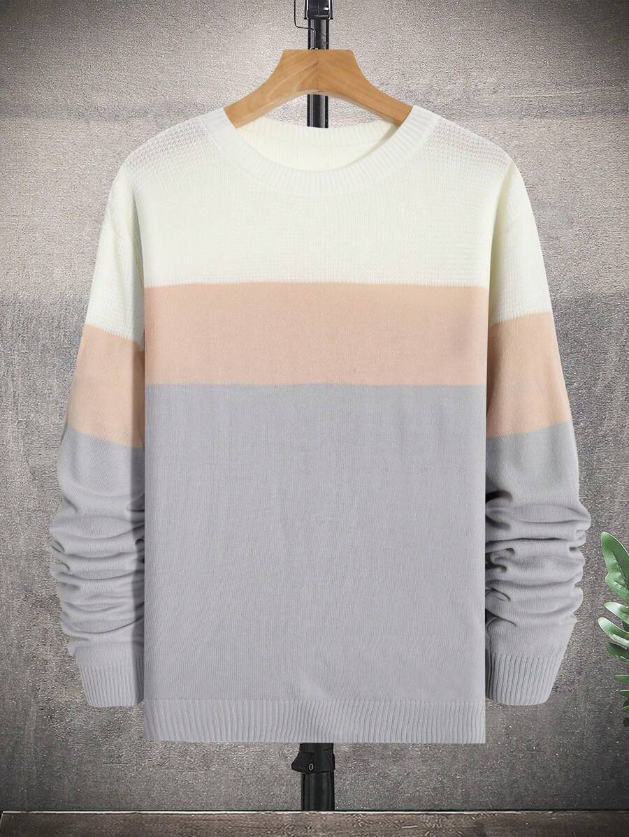 Manfinity Homme 男士撞色套頭毛衣 - 彩色 - 查看 1