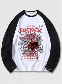 ROMWE MEN Goth Guys Slogan Graphic Raglan Sleeve Tee