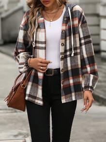 SHEIN LUNE In kẻ sọc Thả vai Dây rút Áo trùm đầu - Nhiều màu - Xem 5