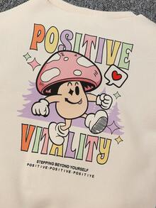 SHEIN Young Girl Solid Drop Shoulder Sweatshirt - Khaki - View 6