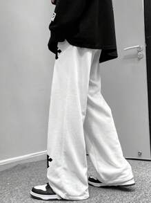Manfinity EMRG Loose Men's Cross Printed Sweatpants With Drawstring Waist And Wide Leg