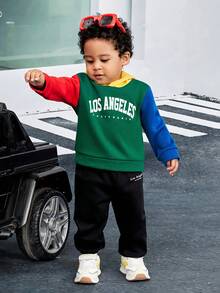 SHEIN Áo nỉ in chữ phối màu cho bé trai - Nhiều màu - Xem 5