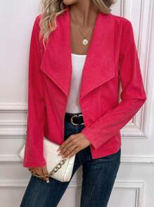 SHEIN LUNE Veste Col Cascade Ouvert - Rose vif - Voir 6