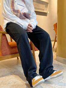 Claim Dot Loose-Fit Men's Solid Color Wide-Leg Sweatpants