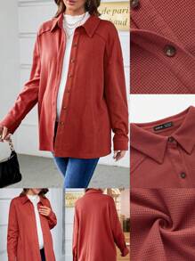 SHEIN Maternity Drop Shoulder Button Front Coat