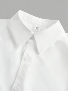 SHEIN 2 pièces/ensemble Chemise à manches longues boutonnée blanche et noire de base pour garçons adolescents
