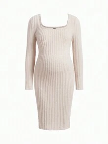 SHEIN Thai sản Đầm Với 3 màu Sọc Thiết kế , Bên Khe Và Viền bất đối xứng - Nhiều màu - Xem 11