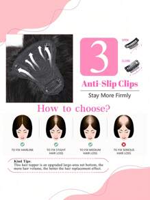 Natural Black Topper Hair With Bangs Human Hair Toppers For Women Clip In Hair Extensions Daily Use - Natural Black - View 5