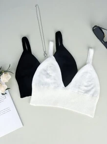 2 Packs Solid Crop Knitted Cover Up - Black and White - View 2