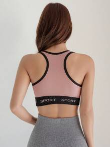 DAZY Letter Graphic Colorblock Sports Bra - Pink - View 2