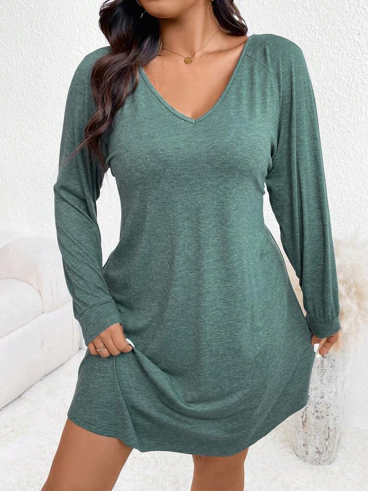 Plus Contrast Lace Raglan Sleeve Tee Dress