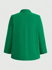 SHEIN CURVE+ 秋冬加大翻领单扣西装外套 - 綠色 - 查看 2