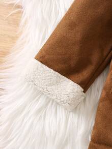 SHEIN 男小童3D耳朵設計連帽毛絨內襯外套 - 棕色 - 查看 4