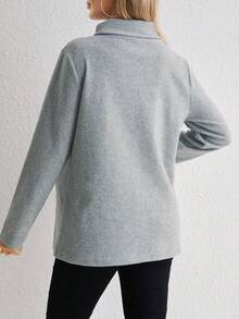 SHEIN Maternity Solid Wrap Detail Nursing Tee - Light Grey - View 2