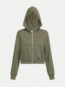 SHEIN Tienermeisje Hoodie met rits & Flare broeken