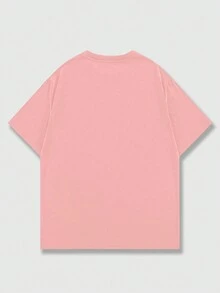 ROMWE MEN Street Life 男士字母人物圖案T恤 - 粉色 - 查看 2