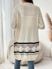 Chiquease Geo Pattern Casual Design Cardigan - Multicolor - View 2