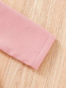 SHEIN Baby Girl 1pc Lapel Neck Flap Detail Double Button Belted Overcoat - Pink - View 5