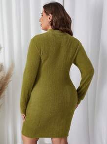 SHEIN Maternidad Talla grande Vestido ajustado unicolor - Verde militar - Ver 2