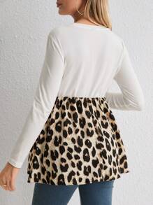 Maternidad Camiseta con estampado de leopardo amamantamiento - Blanco - Ver 2