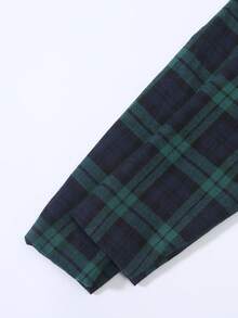 SHEIN 男大童格紋印花西裝領西裝外套和褲子適用於聖誕 - 綠色 - 查看 5