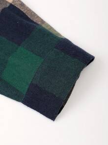 Manfinity Homme Men's Loose Fit Plaid Print Hooded Shirt Without Tee, Drawstring Detail - Green - View 5