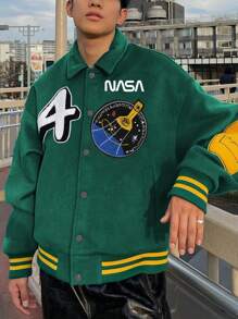 Manfinity EMRG Letter Printed Baseball Jacket
