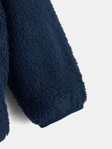 SHEIN Young Boy Zip Up Hooded Teddy Jacket,In Fall/Winter - Royal Blue - View 4