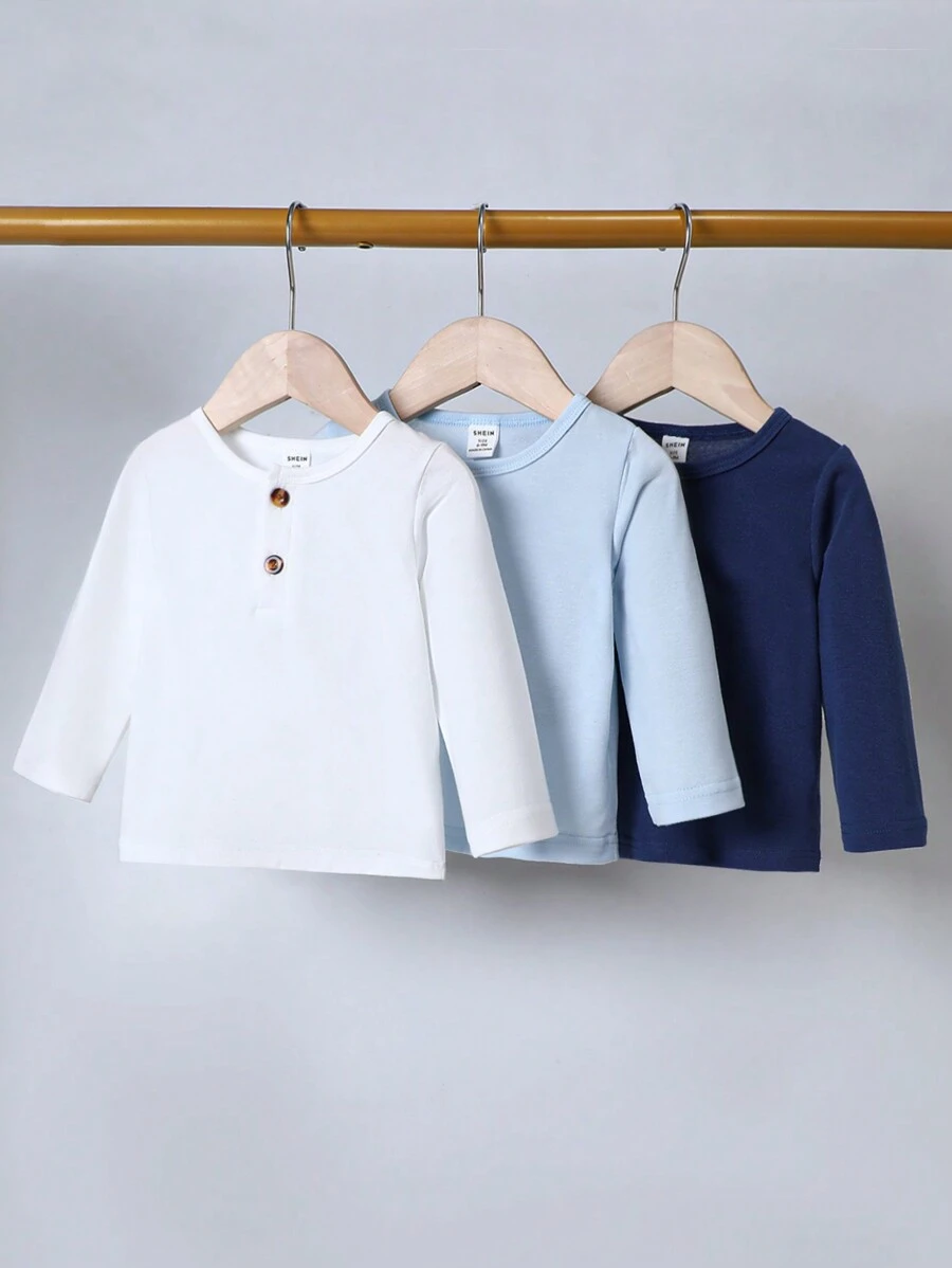 男嬰3入組半排扣T恤 - 彩色 - 查看 1