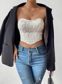 Chiquease 頭巾下擺短款抹胸上衣 - 白色 - 查看 5